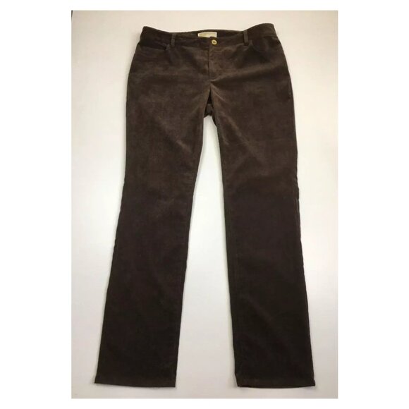 MICHAEL KORS Brown Gold Logo Hardware 5 Pocket Corduroy Pant Jeans - Picture 1 of 10